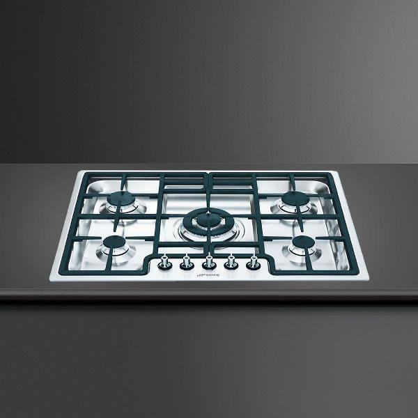 Stainless steel gas cooktop with five burners